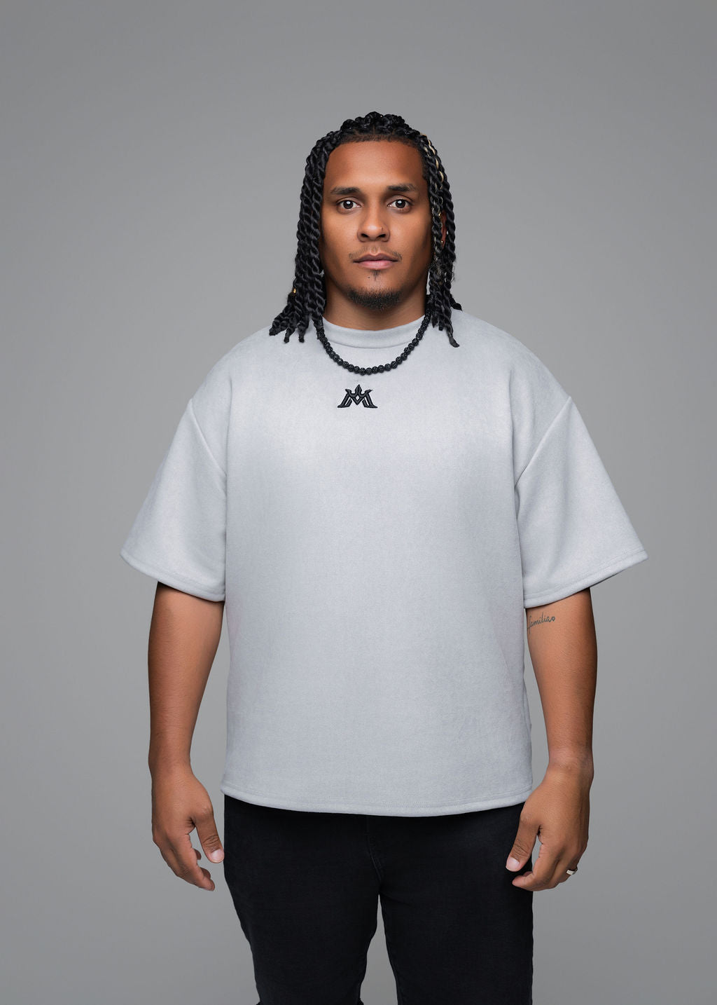 💎 Monarch Oversized Fit Tee | "Crest" Edition (Cloud Grey)